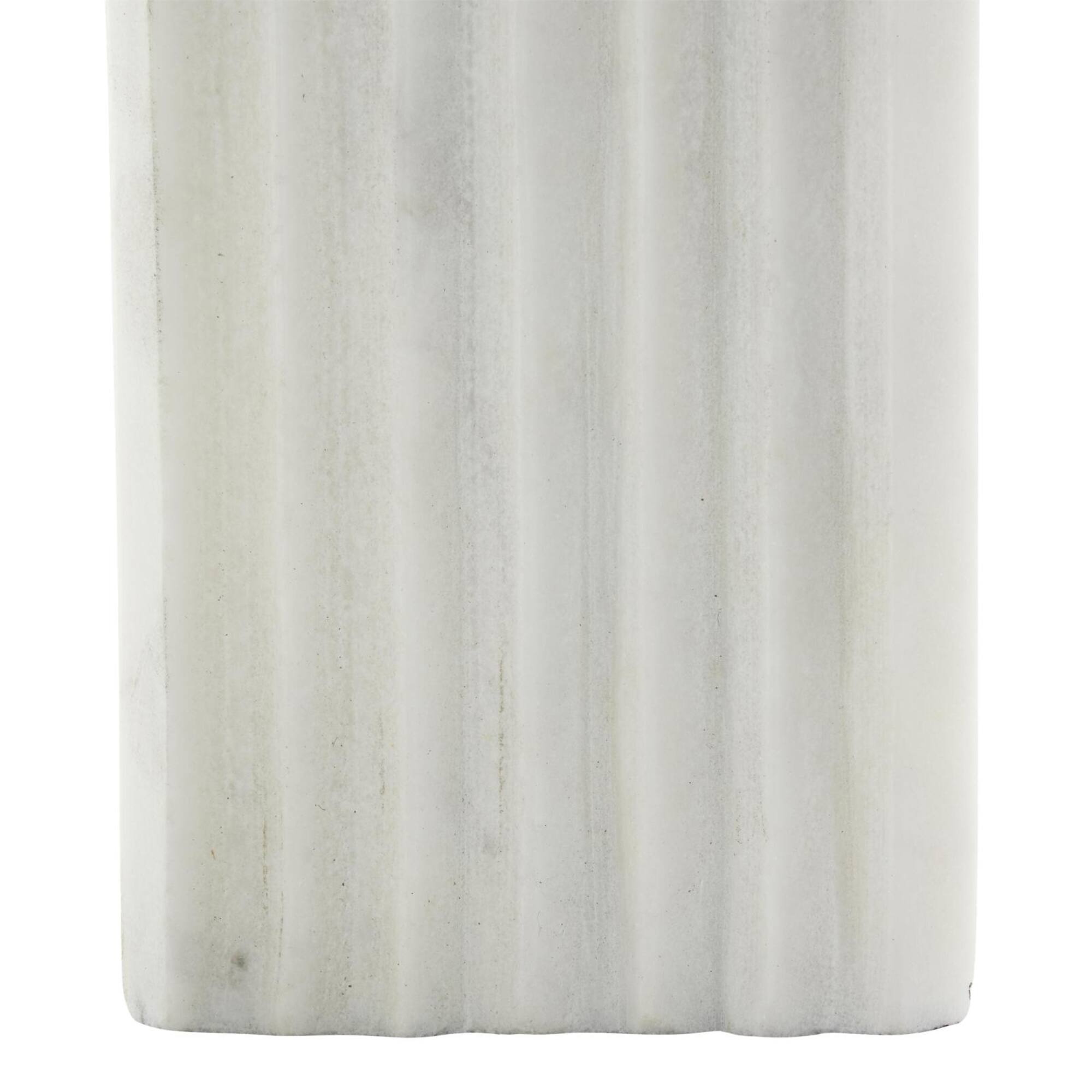 11" White Grooved Marble Rectangular Arch Sculpture